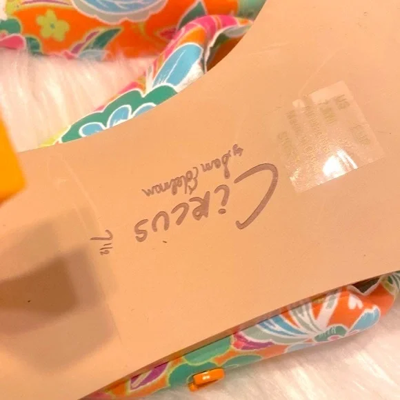 New Sam Edelman Circus Skeet Floral Orange Sandals Size 7 1/2 - Picture 13 of 13